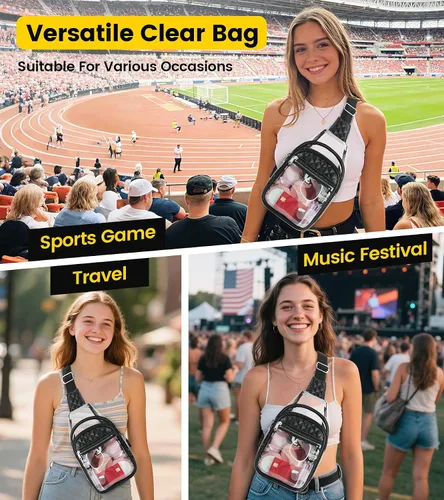 Vista 2 de Vorspack Clear Bag for Stadium Events - Crossbody Bag for Women Clear Stadium Bag for Concerts Sports Festivals