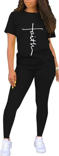 Vista 2 de Conjunto de dos piezas para mujer, conjunto corto de verano de 2 piezas, trajes deportivos para mujer, manga corta