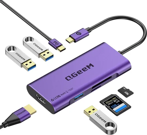Vista 15 de Hub USB C, estación de acoplamiento para laptop 10 en 1, monitor dual individual 8K y 2x4K @60Hz, adaptador multipuerto tipo C con 2 HDMI, PD100W