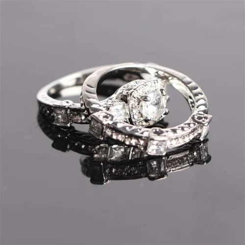 Vista 3 de Ai.Moichien Anillos de compromiso para mujer con circonita cúbica chapada en platino