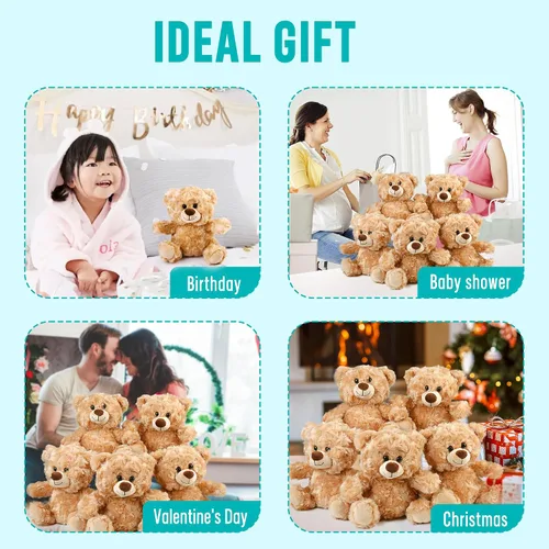 Vista 6 de BenBen Oso de peluche, paquete de 5 ositos de peluche pequeños de 8 pulgadas a granel, juguete de peluche peludo, decoración de Pascua para baby