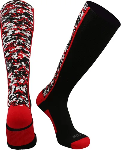 Vista 5 de TCK Calcetines de béisbol y fútbol americano de camuflaje digital para jóvenes, niños y hombres - Longitud por encima de la pantorrilla Negro