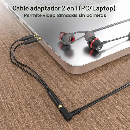 Vista 8 de 1Mii Auriculares con cable con micrófono y control de volumen, auriculares intrauditivos magnéticos con graves profundos, aislamiento de ruido