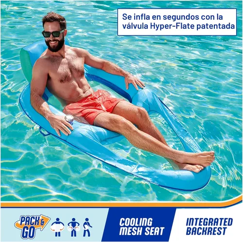 Vista 2 de [Usado] SwimWays Spring Float Premium Duo, Pool Chair Fits 2 Adults, Inflatable Pool Floats Adult with Fast Inflation for Ages 15 & Up