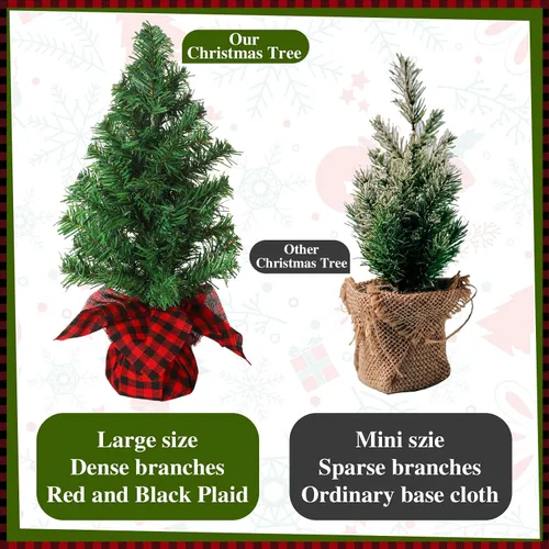 Vista 3 de Ceenna 6 piezas de mini árbol de Navidad artificial sin luz, falso árbol de Navidad de mesa, decoración de árbol de pino falso con base