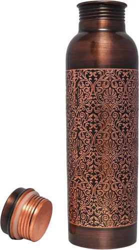 Vista 3 de Botella de cobre Premium Retro Finish, 32.1 fl oz (32.12 Fl Oz) Capacidad para Beneficios de Salud Ayurveda