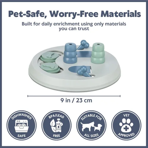 Vista 6 de TRIXIE Tablero Giratorio Juguete Interactivo de Actividad para Perros, Juego de Rompecabezas de Comida Nivel 2, Dispensador de Premios que Desafía