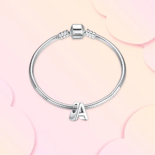 Vista 2 de Annmors Charms A-Z Alphabet Charm 925 Sterling Silver Heart Alphabet Dangle Beads for Bracelets & Necklaces