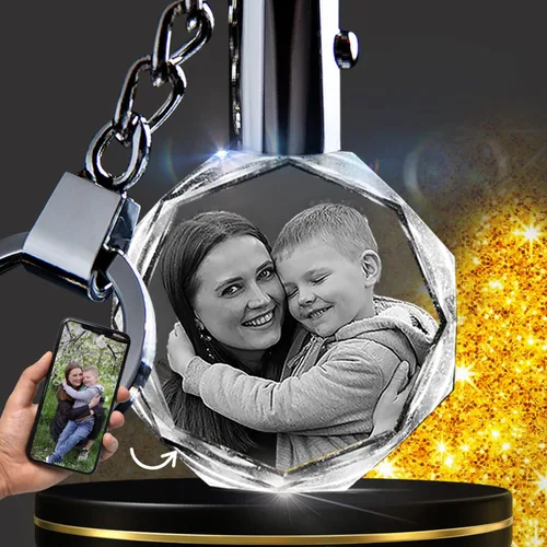 Vista 4 de CAPTUR3D Llaveros personalizados, con luz LED, grabado con láser, grabado personalizado con foto 2D, llavero de cristal fotográfico, regalo único