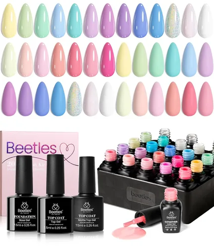 Vista 16 de Beetles - Kit de 69 esmaltes de uñas de gel con luz UV – Kit de esmalte de uñas de gel de 35 colores con base y capa superior brillante