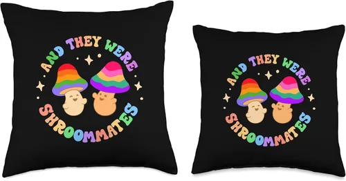 Vista 3 de Shroommates! Cute Groovy Gay Rainbow Mushroom Fans And They Were Shroom Mates Roommates Funny Pride Queer Joke - Almohada de 16 x 16 pulgadas