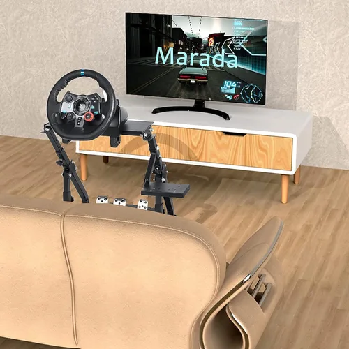 Vista 7 de Marada Racing Wheel Stand Steering Wheel Stand Ultra-stable 4 Support Arms fit for LogitechThrustmaster, G25 G27 G29 G920 T300RS, Sim Racing Stand