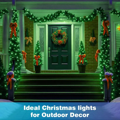 Vista 7 de Luces de Navidad 500 LED de 164 pies, luces impermeables para árbol de Navidad con 8 modos, control remoto, 3 temporizadores y función de memoria