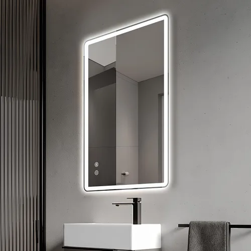 Vista 15 de Niccy Espejo LED de baño, 32"x20" pulgadas, rectangular, espejos de tocador para montar en la pared, con marco de metal, espejo inteligente