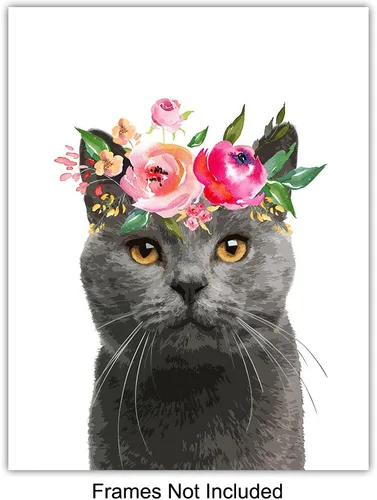 Vista 3 de Regalos para amantes de los gatos para mujeres de 11 x 14 pulgadas, bonito arte de pared de gato atigrado, decoración de habitación para dormitorio