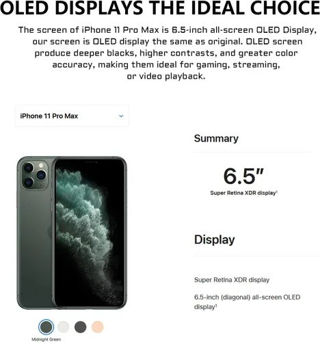 Vista 6 de [OLED] para iPhone 11 PRO MAX Reemplazo de pantalla con altavoz frontal Sensor de proximidad reparación OLED 3D Touch 6.5 "pantalla digitalizador