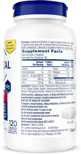 Vista 7 de Citracal Maximum, Highly Soluble, Easily Digested, 630 mg Calcium Citrate with 1000 IU Vitamin D3, Bone Health Supplement for Adults, Caplets, 120