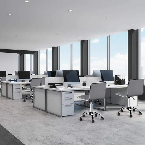 Vista 9 de Yaheetech Silla de oficina moderna de piel sintética sin brazos, 2 piezas, ajustable, con respaldo bajo, giratoria, ruedas rodantes, color gris