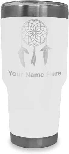 Vista 12 de LaserGram Vaso aislado al vacío de 20 onzas, atrapasueños, grabado personalizado incluido (negro) Engraved Gift, Vacuum Insulated Stainless Steel