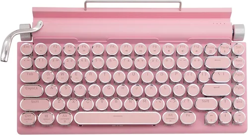Vista 12 de Teclado mecánico retro estilo máquina de escribir Adventurers con luz LED trasera 83 teclas Bluetooth 5.0 eje azul, adecuado para computadoras