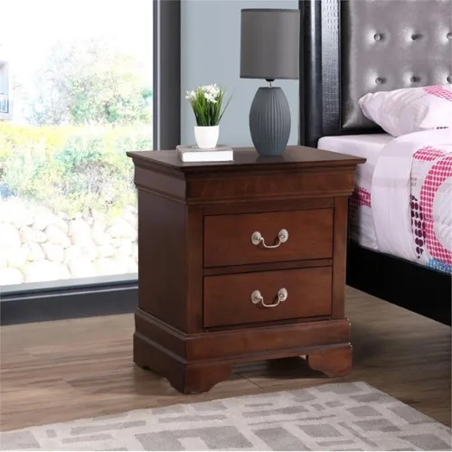 Vista 2 de Glory Furniture Mesita de noche Louis Phillipe con 2 cajones en capuchino