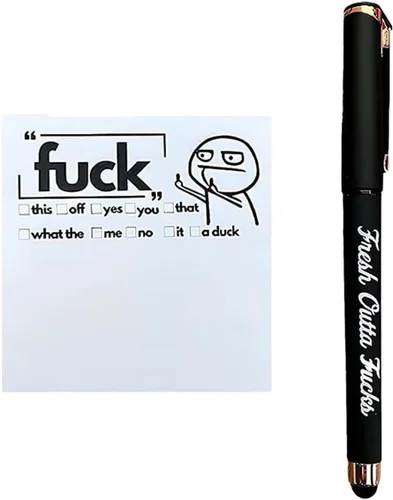 Vista 14 de Fresh Outta Fucks - Juego de notas adhesivas divertidas y bolígrafo, regalo de elefante blanco, divertido accesorio de escritorio, regalos