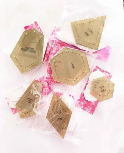 Vista 3 de HONEYSEW 300 piezas de papel formas de acrílico plantillas de edredón acolchado patchwork piezas artesanía para coser