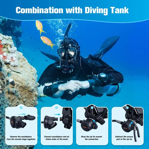 Vista 7 de SMACO Máscara de buceo de cara completa con soporte para cámara, máscara de esnórquel de cara completa para adultos compatible con tanque de buceo
