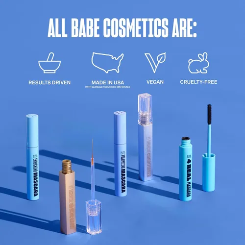 Vista 6 de Babe Original Babe Lash Mascara - A prueba de manchas, fórmula de larga duración y sin grumos, volumen construible, resistente al agua, negro