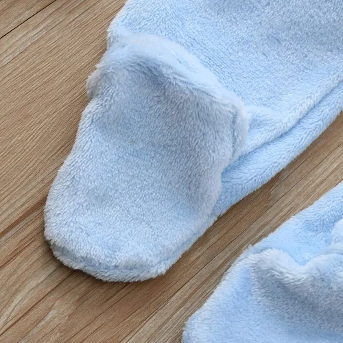 Vista 6 de Mono con capucha de conejo de vellón para bebés y niñas, con cremallera, lindo conejito, mullido para invierno, cálido, suave, acogedor mameluco