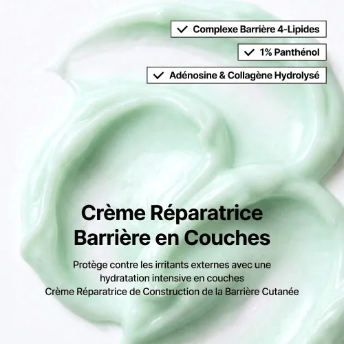 Vista 7 de Crema facial reparadora de barrera de té verde con pantenol, ceramida y colágeno, crema de barrera coreana para pieles sensibles Cuidado