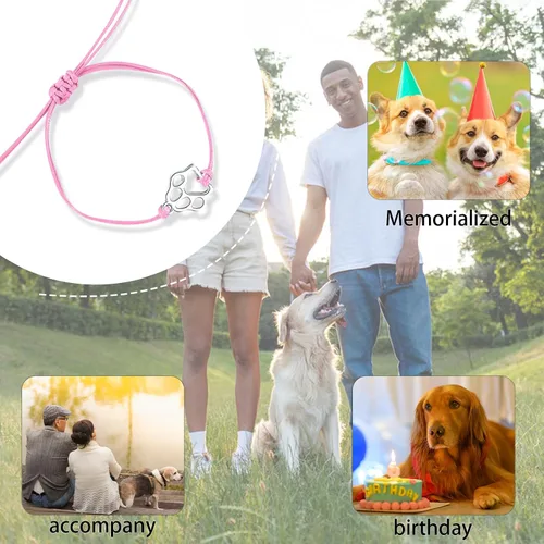 Vista 26 de PLwelth Pulseras de perro de cachorro para mujeres y hombres, regalos conmemorativos para amantes de las mascotas, regalos de amistad para ella, sus