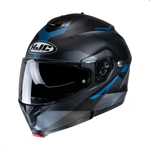 Vista 4 de Casco modular para motocicleta HJC C91 Karan con visor HJ-17 Pinlock, aprobado por DOT (MC1SF, X-Small)