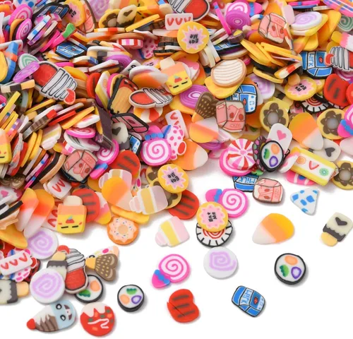 Vista 6 de DanLingJewelry Aproximadamente 3000 piezas de cobachones de arcilla de comida, hechos a mano, arcilla polimérica, alimentos, postres, bebidas