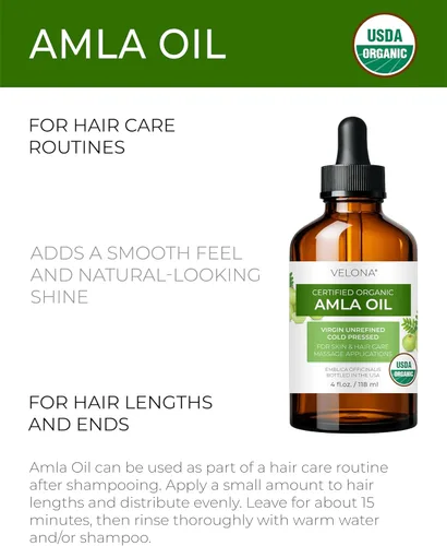 Vista 2 de velona Amla Oil USDA Certified Organic - 4 onzas líquidas Aceite portador 100% puro y natural Virgen extra, sin refinar, prensado en frío