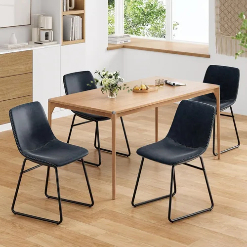 Vista 9 de Soohow Juego de 4 sillas de comedor modernas de mediados de siglo, sillas de cocina tapizadas de piel sintética con patas de metal, cómodas sillas