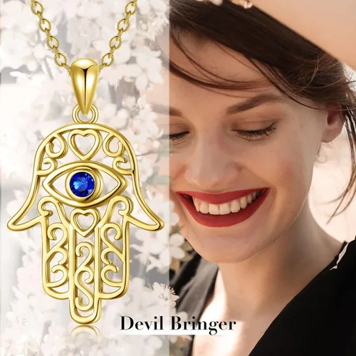 Vista 3 de Hamsa Hand of Fatima Pendant Necklace 925 Sterling Silver Hamsa Evil Eye Filigree Good Luck Amulet Necklaces Jewelry Gifts for Women Teens
