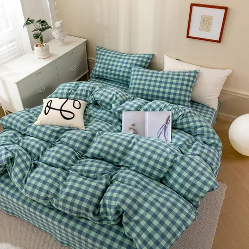 Vista 30 de mixinni Juego de funda de edredón vintage a rayas, tamaño twin, juego de ropa de cama de 3 piezas, 100% algodón lavado, suave y transpirable, funda