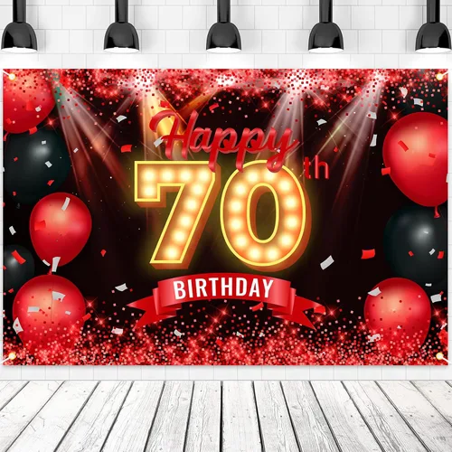 Vista 28 de Cartel de feliz cumpleaños 10 años, fondo rojo y negro, decoraciones de cumpleaños para niñas y niños de 10 años, artículos de fotografía