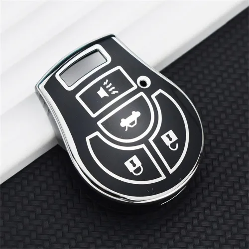Vista 3 de SANRILY Sliver-Edge - Funda para llavero con 4 botones para Nissan March Tiida Altima Armada Cube Juke Maxima Pathfinder Rogue Rogue sin llave