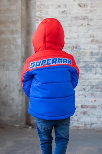 Vista 4 de DC Comics Justice League Superman Batman - Chaqueta acolchada con cremallera para niños pequeños a grandes