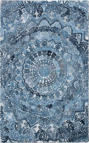 Vista 44 de SAFAVIEH Marquee Collection - Alfombra decorativa, 2 x 3 pies, beige y marfil, lana de medallón de mandala hecha a mano, ideal para zonas de alto