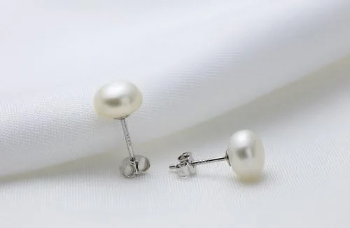 Vista 3 de Rakumi - Pendientes de plata de ley AAAA de 3 a 0.512in, perlas blancas para mujer