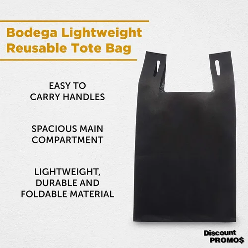 Vista 4 de DISCOUNT PROMOS Custom Bodega Lightweight Tote Bags Set of 10-100, Personalized Bulk Pack - Reusable, Grocery, Tradeshow