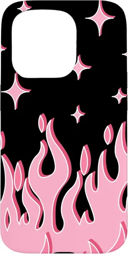 Vista 14 de Lindo patrón de llama rosa Grafitti Flames Pastel Goth Case para iPhone 17