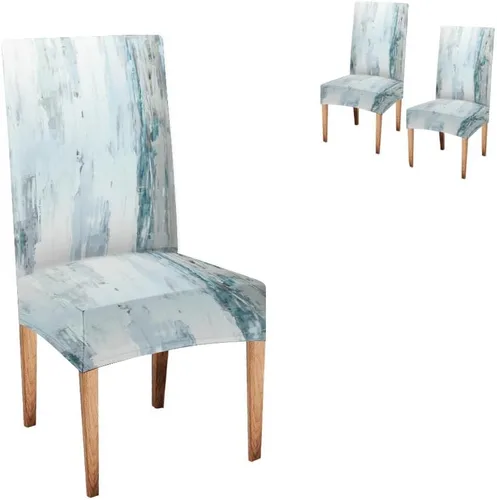 Vista 142 de TOMWISH Juego de 2 fundas para sillas de comedor, color turquesa y gris, fundas elásticas para sillas Parsons, de elastano, lavables, protectores