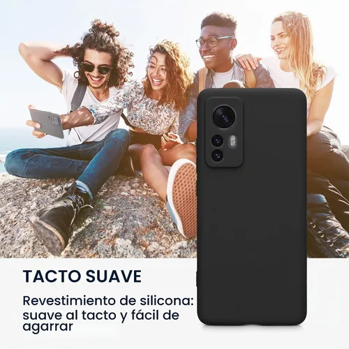 Vista 5 de kwmobile Funda compatible con Xiaomi 12/12X - Funda protectora delgada de TPU para teléfono - Acabado mate suave - Negro mate