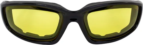 Vista 7 de Birdz Gafas de sol Oriole acolchadas para montar en motocicleta, día noche, amanecer, atardecer, 3 pares de montura negra brillante con amarillo