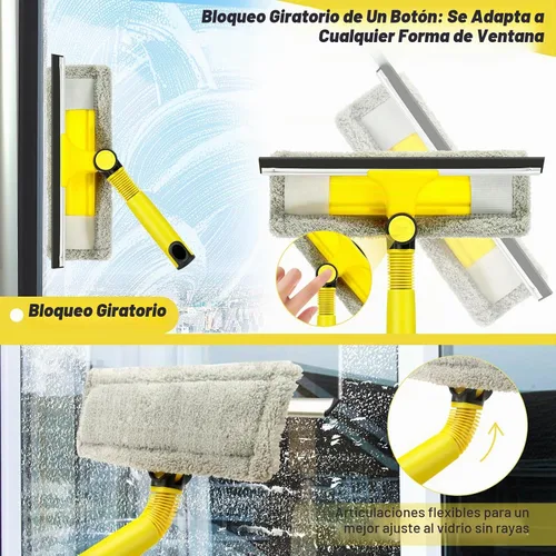 Vista 4 de Escobilla de ventana profesional con poste de extensión de 60