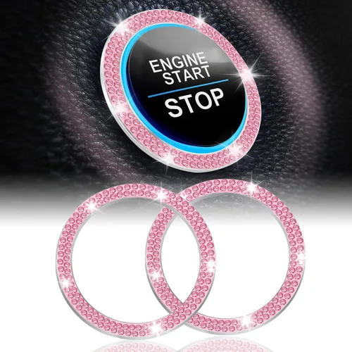Vista 32 de LivTee 2 PCS Anillo de Decoración de Cristal con Pedrería para Motor de Automóvil de Arranque y Parada, Accesorios Brillantes para Interior de Negro